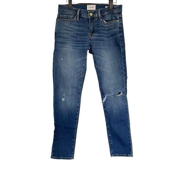 Frame “Le Garçon” Distressed Slim Boyfriend Jeans Size 24 - Picture 1 of 4